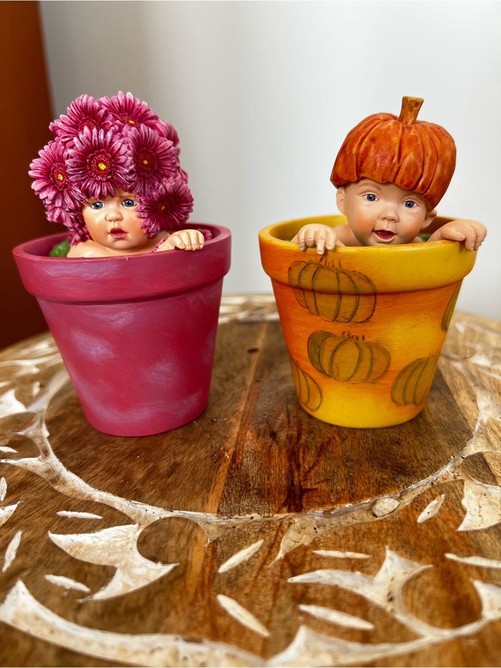 1998 Enesco Figurines Set - Pink & Orange